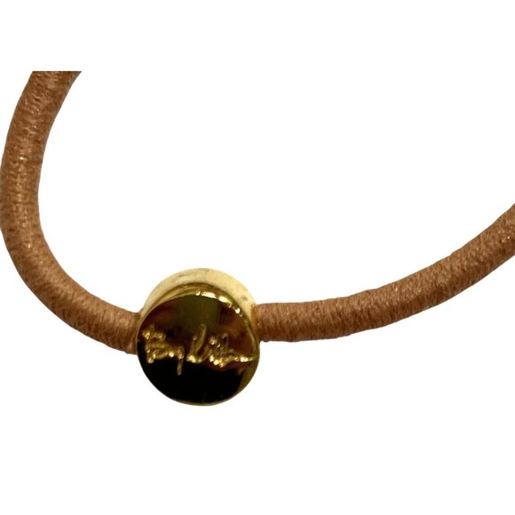 By Lilla Leather Bow Hair Tie in Beige - Picture 2 of 4